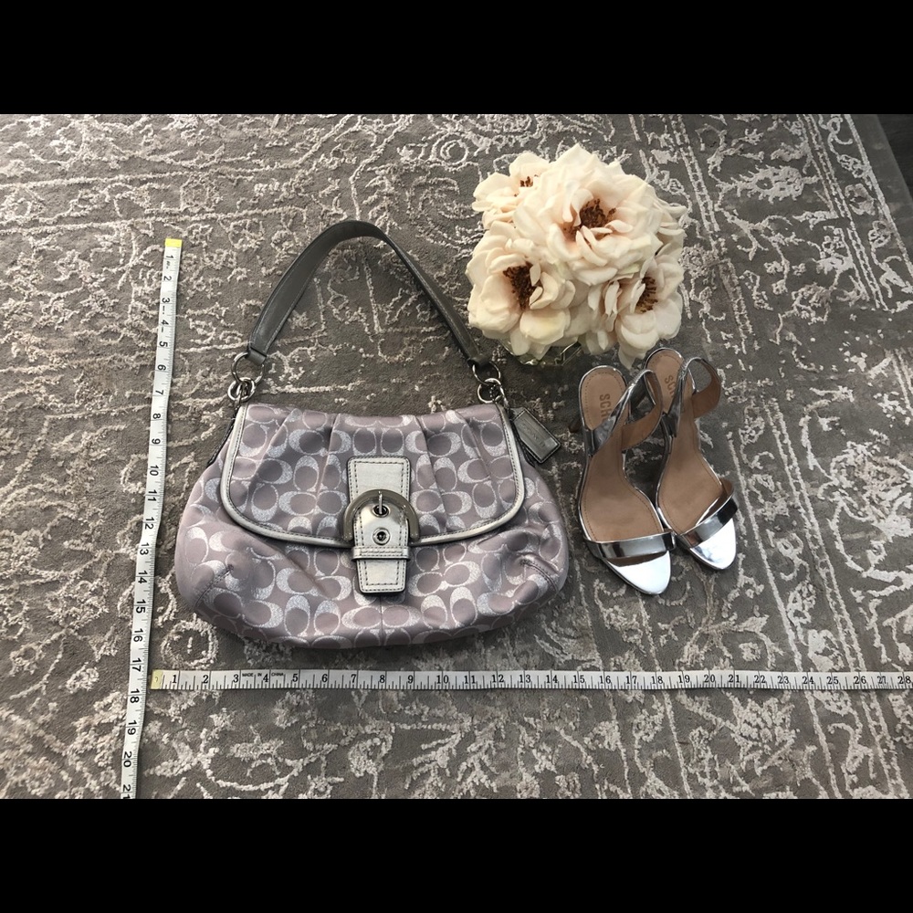 Brand New Silver Coach Wallet & Purse Set